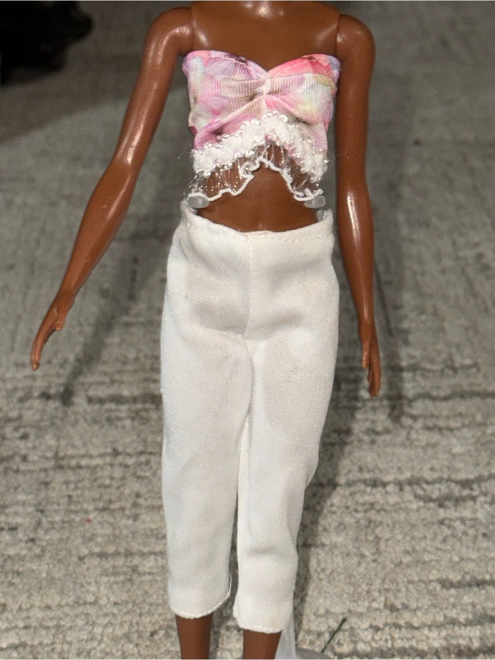 Barbie Mattel multi color tube top & white loose pants